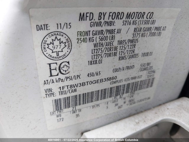 Ford 2016 2016 1FT8W3BT0GEB35860 Image 17