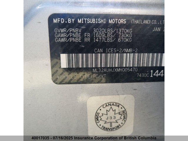 ML32AUHJXMH005470 Mitsubishi mivec