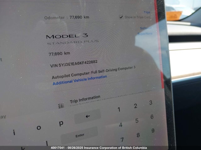 5YJ3E1EA6KF422882 Tesla MODEL 3