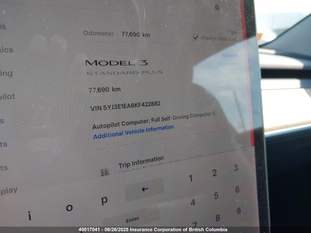 5YJ3E1EA6KF422882 Tesla MODEL 3