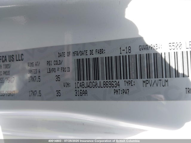 1C4BJWDG0JL869634 Jeep 2018