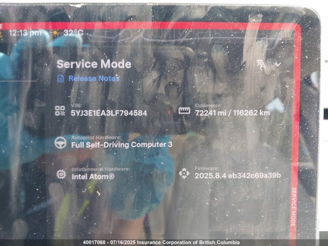 5YJ3E1EA3LF794584 Tesla MODEL 3