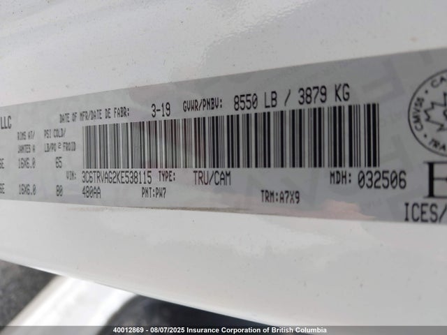 3C6TRVAG2KE538115 RAM 2019