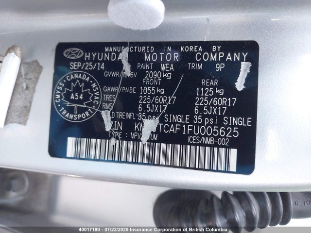 KM8JTCAF1FU005625 Hyundai dohc gdi nu