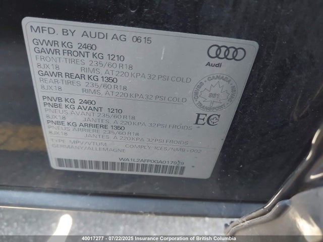 WA1L2AFP0GA017929 Audi 2.0t