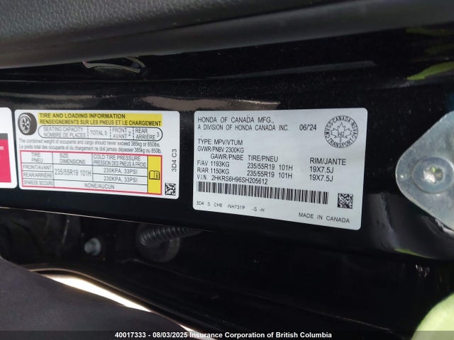 2HKRS6H96SH205612 Honda lfc3