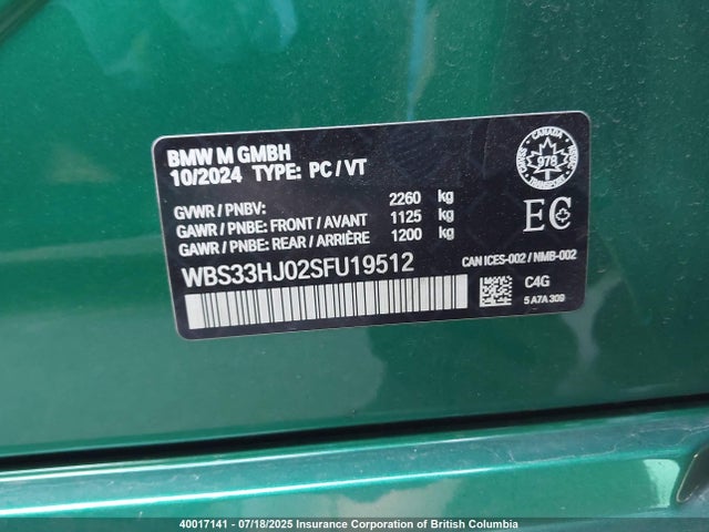 WBS33HJ02SFU19512 BMW M3