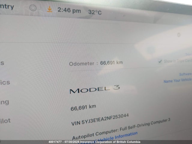 5YJ3E1EA2NF253044 Tesla 2022