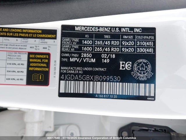 4JGDA5GBXJB099530 Mercedes-Benz m276