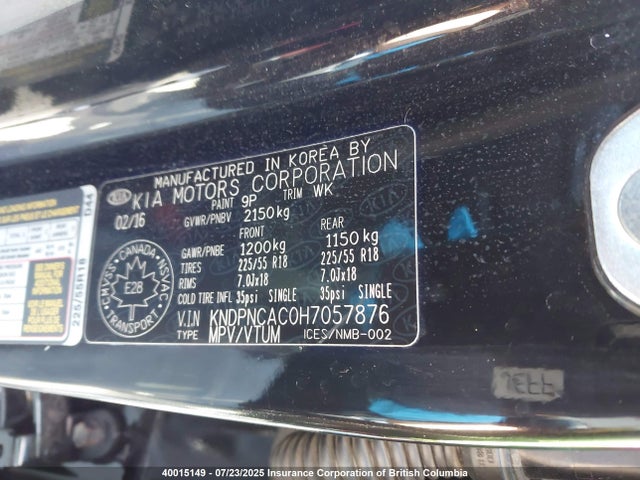 KIA gdi theta ii 2017 KNDPNCAC0H7057876 Image 9