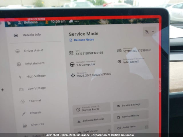 5YJ3E1EB5JF127165 Tesla MODEL 3