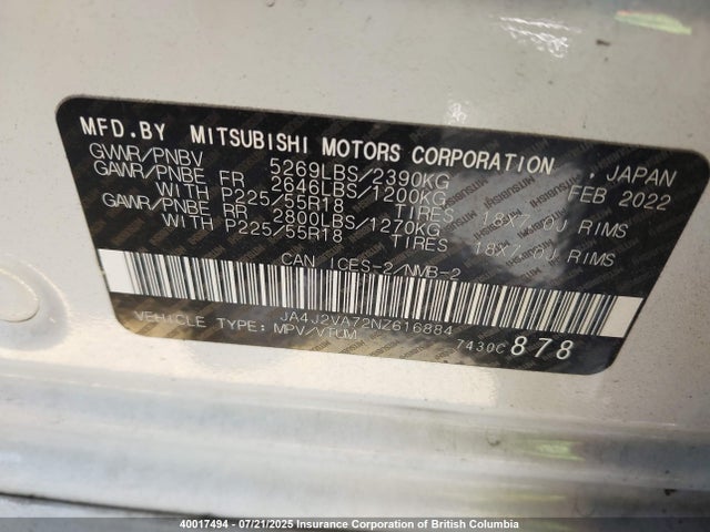 Mitsubishi s61-y61 2022 JA4J2VA72NZ616884 Image 17