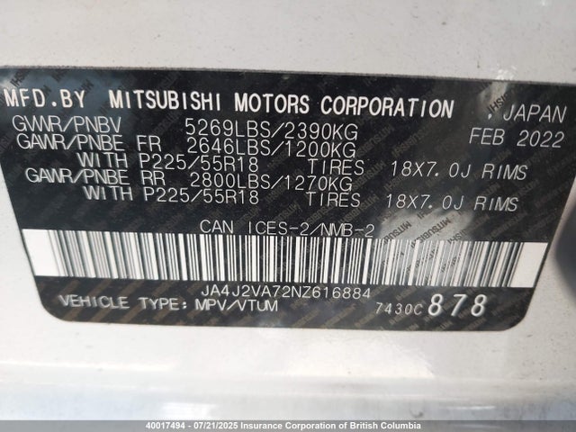 Mitsubishi s61-y61 2022 JA4J2VA72NZ616884 Image 9