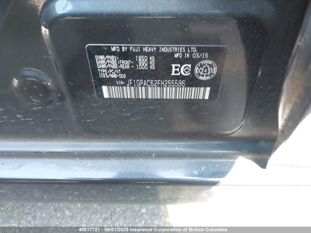 JF1GPAC62FH255586 Subaru 2.0l na