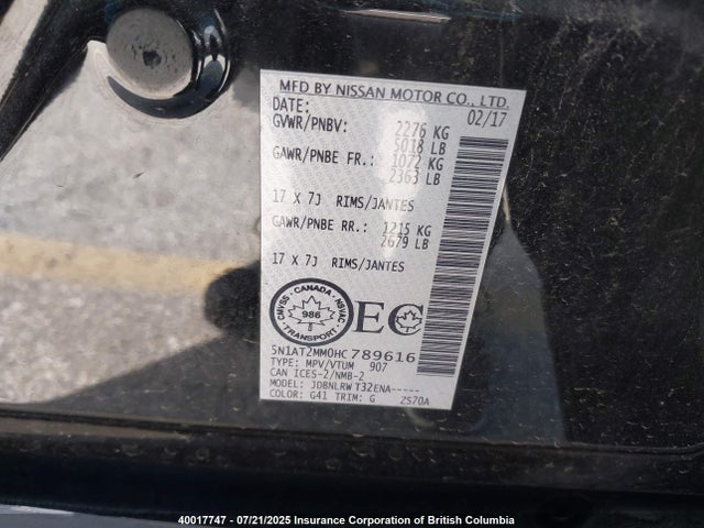5N1AT2MM0HC789616 Nissan 2017