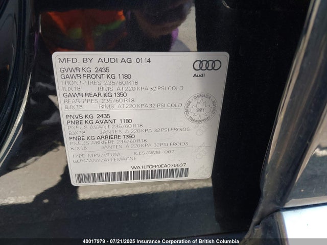 WA1LFCFP0EA076637 Audi 2.0t