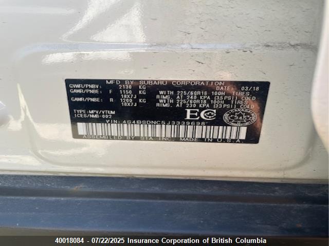 Subaru c5 2018 4S4BSDNC5J3339698 Image 15