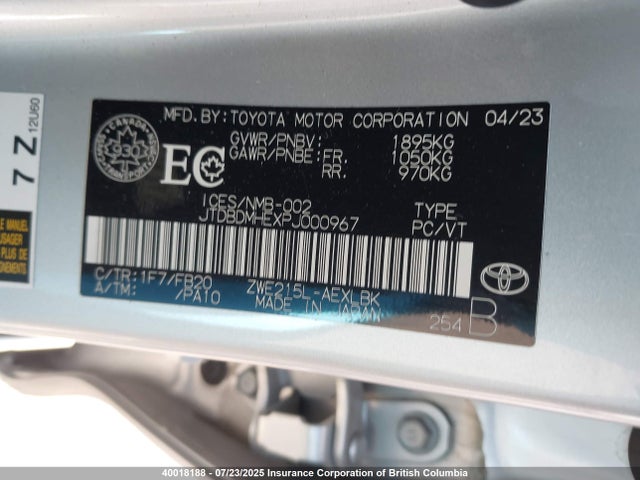 Toyota 2zr-fxe, 1vm+1wm 2023 JTDBDMHEXPJ000967 Image 9