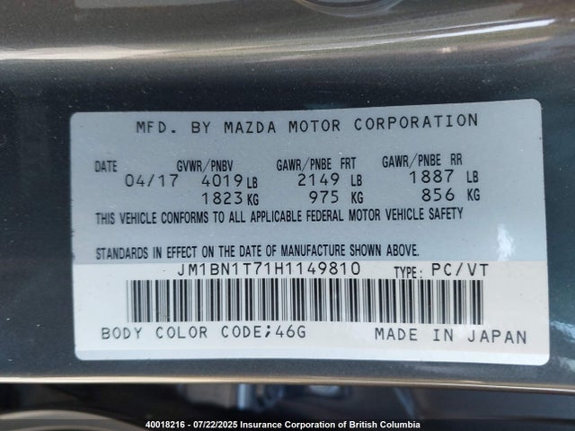 JM1BN1T71H1149810 Mazda pe