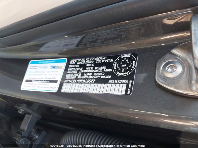 Porsche 2022 2022 WP1AE2AY9NDA26522 Image 9