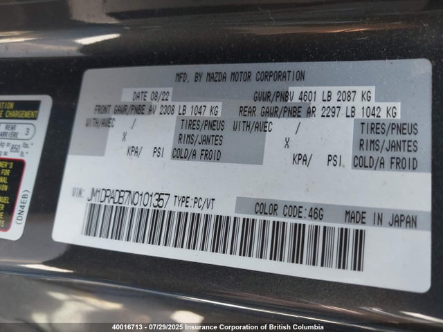 Mazda mh 2022 JM1DRADB7N0101357 Image 9