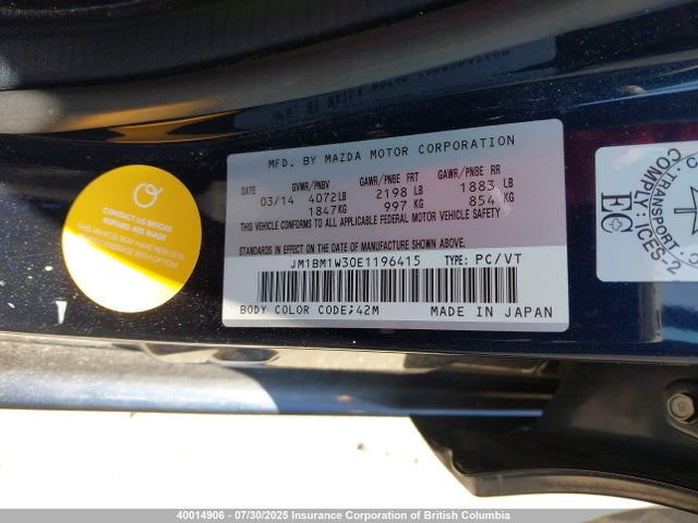 Mazda py 2014 JM1BM1W30E1196415 Image 9