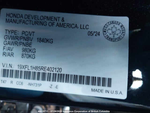 19XFL1H85RE402120 Honda l15b7