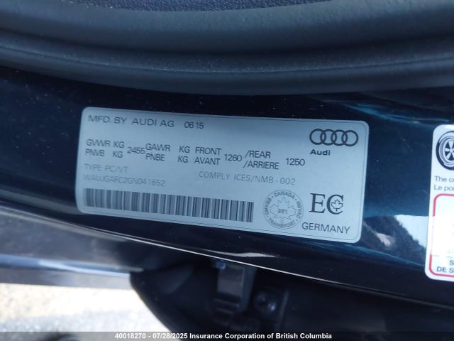 WAUJGAFC2GN041652 Audi 2016