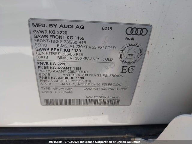 WA1ECCFS9JR028359 Audi 2018