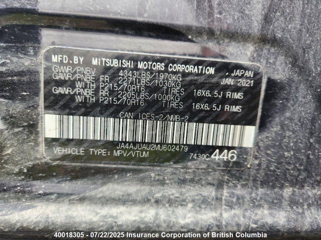 JA4AJUAU2MU602479 Mitsubishi mivec