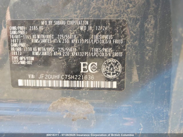 JF2GUHFC7SH221636 Subaru na
