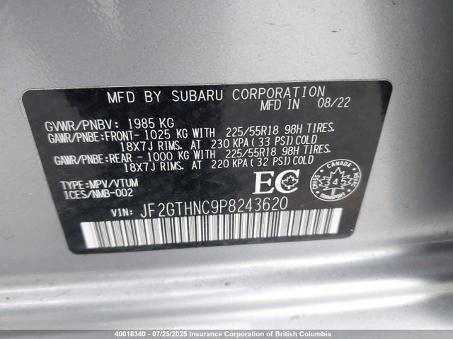 JF2GTHNC9P8243620 Subaru na