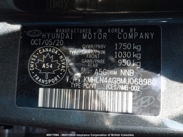 KMHLN4AG8MU068980 Hyundai mpi nu pe