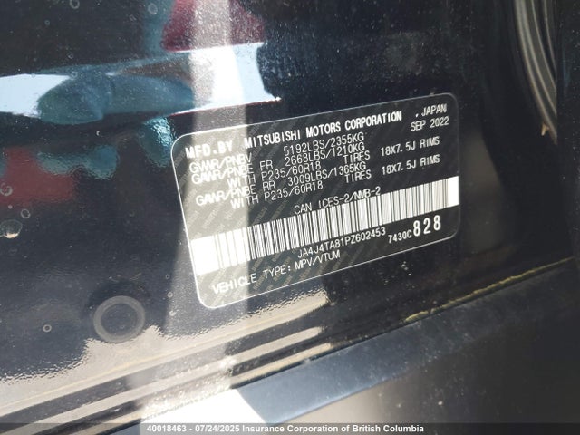 JA4J4TA81PZ602453 Mitsubishi Outlander