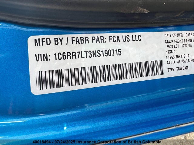 1C6RR7LT3NS190715 RAM 1500