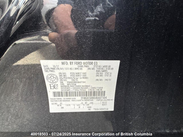 2FMGK5B80JBA07504 Ford 2018