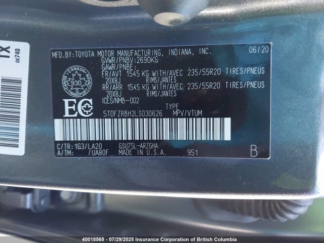 Toyota 2gr-fks 2020 5TDFZRBH2LS030626 Image 9