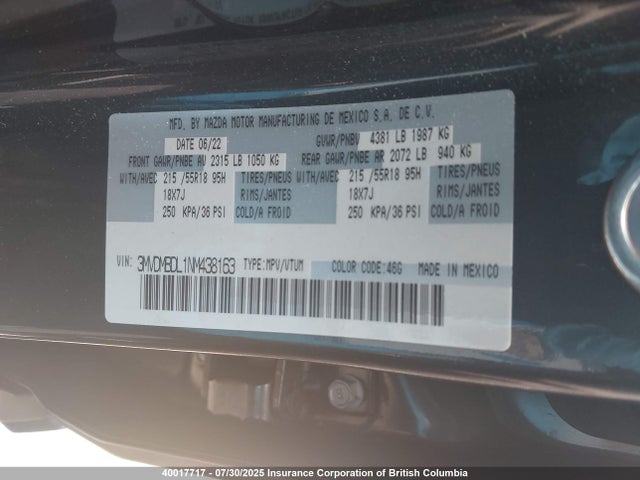 3MVDMBDL1NM438163 Mazda py