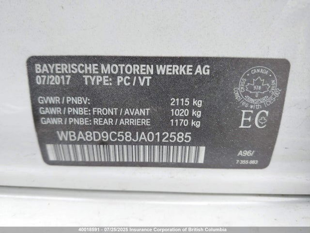 WBA8D9C58JA012585 BMW 330I