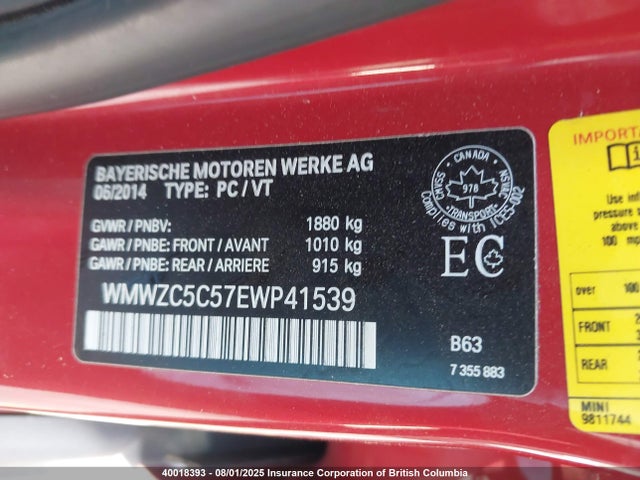 WMWZC5C57EWP41539 Mini 2014