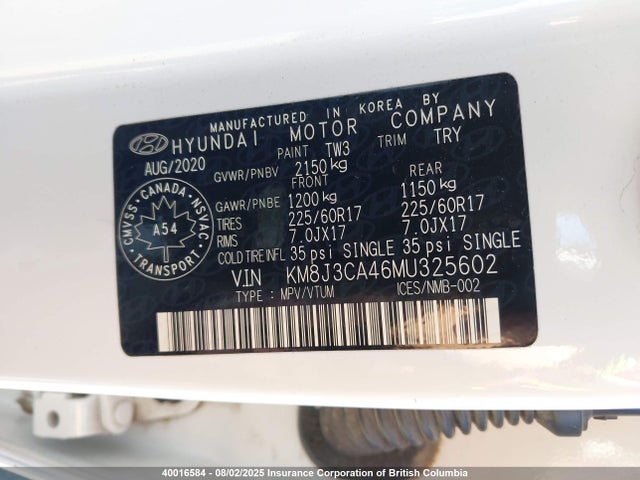 KM8J3CA46MU325602 Hyundai gdi nu