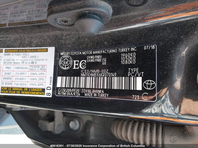NMTKHMBX6KR070149 Toyota 3zr-fae