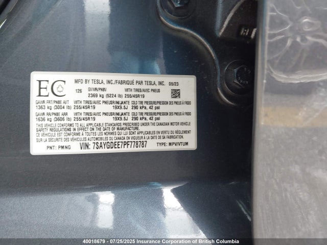 7SAYGDEE7PF778787 Tesla 2023