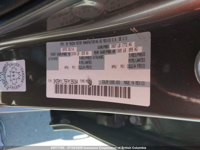 3MZBM1L75FM135084 Mazda pe