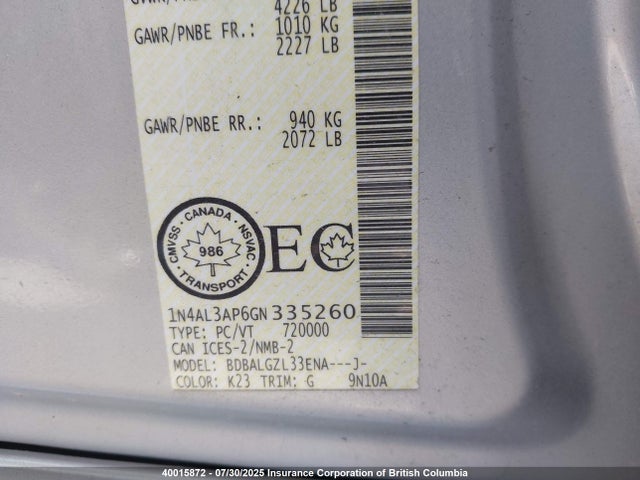 1N4AL3AP6GN335260 Nissan 2016
