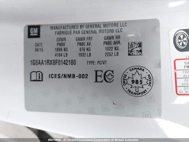 Cadillac ltg 2015 1G6AA1RX8F0142180 Image 9