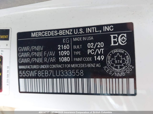 Mercedes-Benz m264 2020 55SWF8EB7LU333558 Image 9