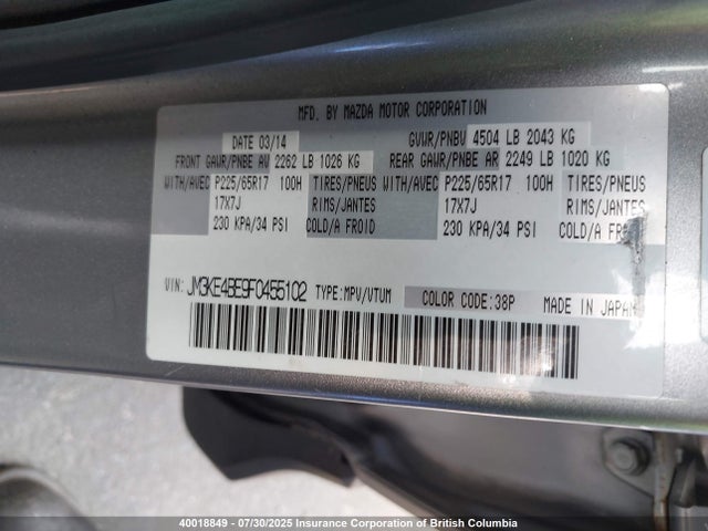 JM3KE4BE9F0455102 Mazda pe