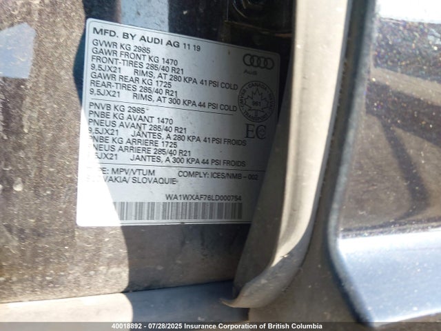 WA1WXAF76LD000754 Audi 55 tfsi