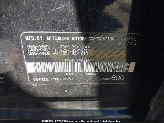 Mitsubishi dohc mivec 2014 JA32U2FU3EU606085 Image 9